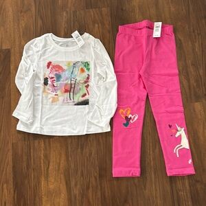 Baby gap leggings and long sleeve top unicorn size 4  Years